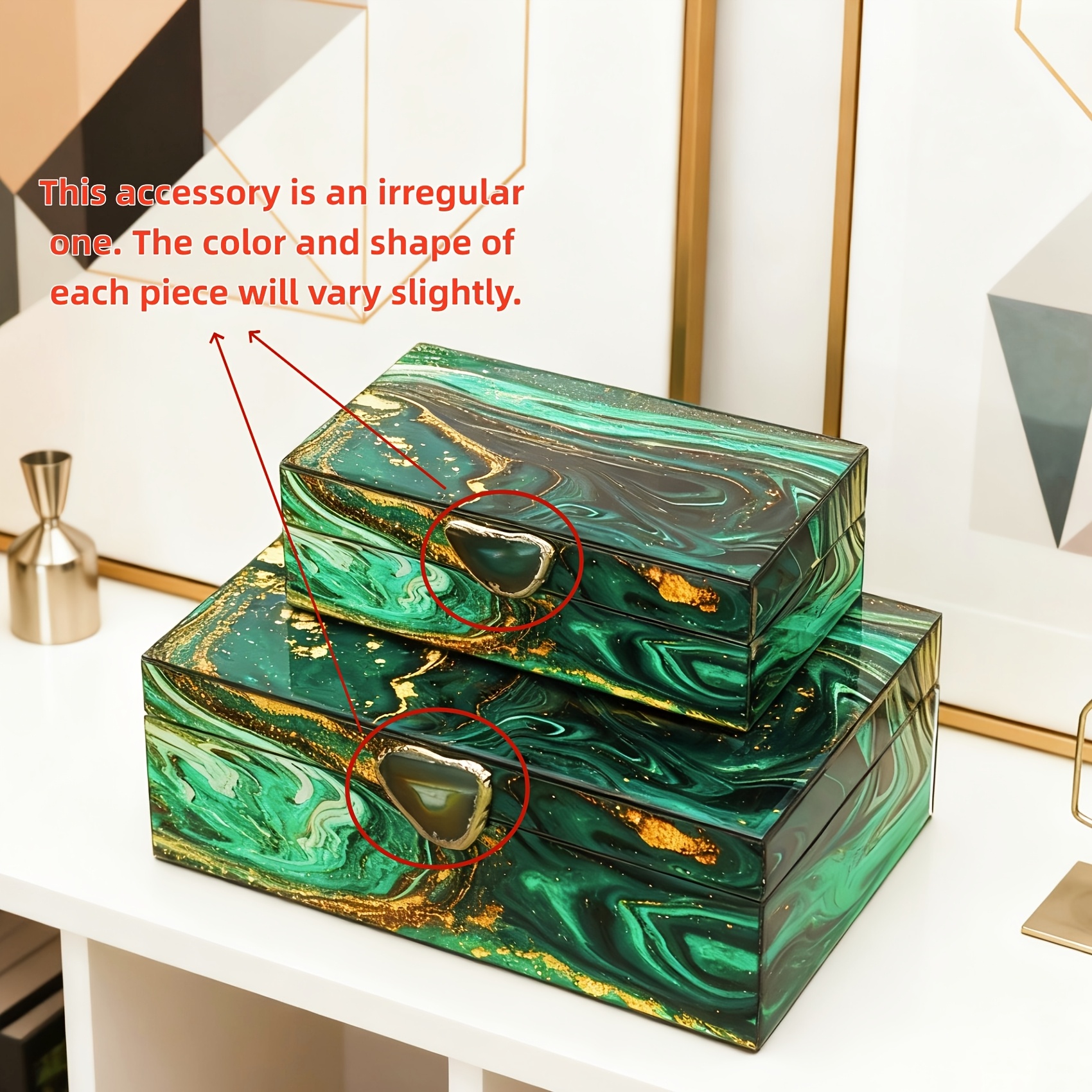 Large-Capacity Green Gilded Jewelry Box