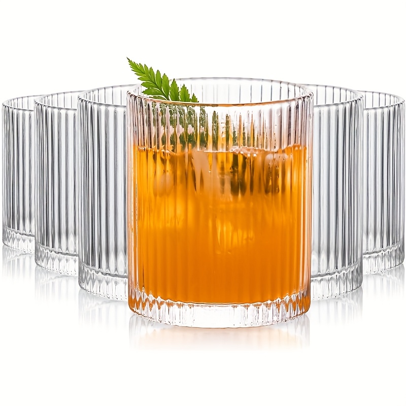 TEMU 2/4/6st Randiga Glas Muggar för Iced Americano, Latte, Juice, Kalla Drycker, Hemmabruk, , Vatten, Juice Muggar