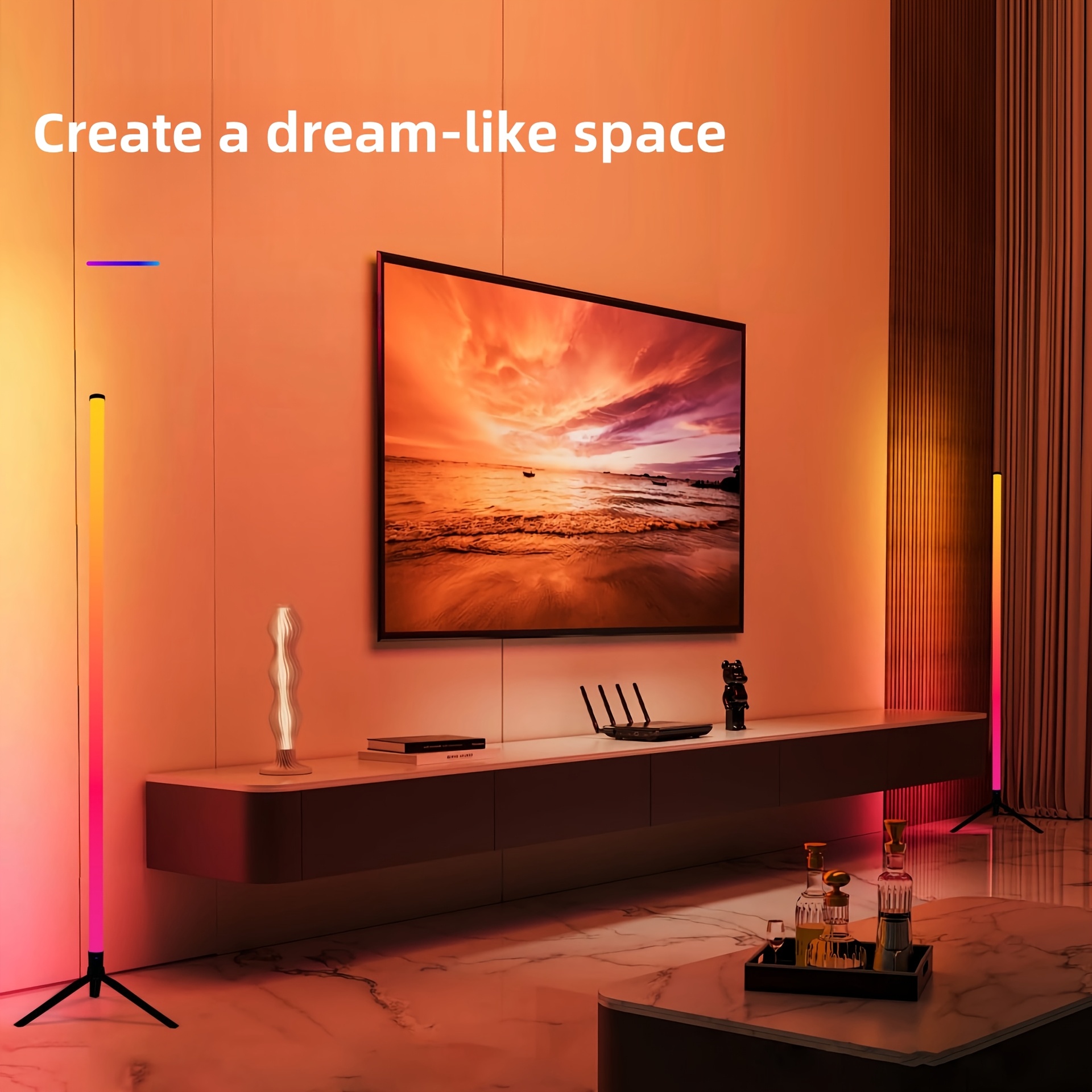 1 шт., rgb многоцветная регулируемая led напольная лампа с usb-питанием, инфракрасным датчиком и функцией синхронизации с музыкой,   для танцевальных залов, игровых комнат, семейных встреч, праздничного декора гостиной, рождественских украшений – отличный подарок друзьям на рождество Детали 0