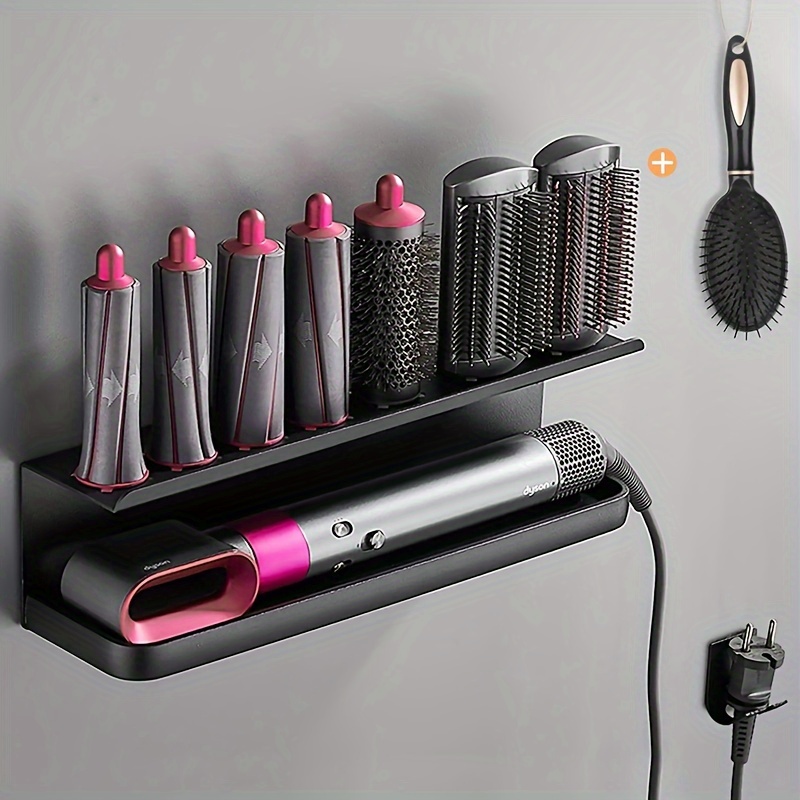 

1pc Wall-mounted Hair Styling Tool Organizer, No-drill Hanging Shelf For Curling Irons And Brushes, Storage Rack For Room Types, Shelves