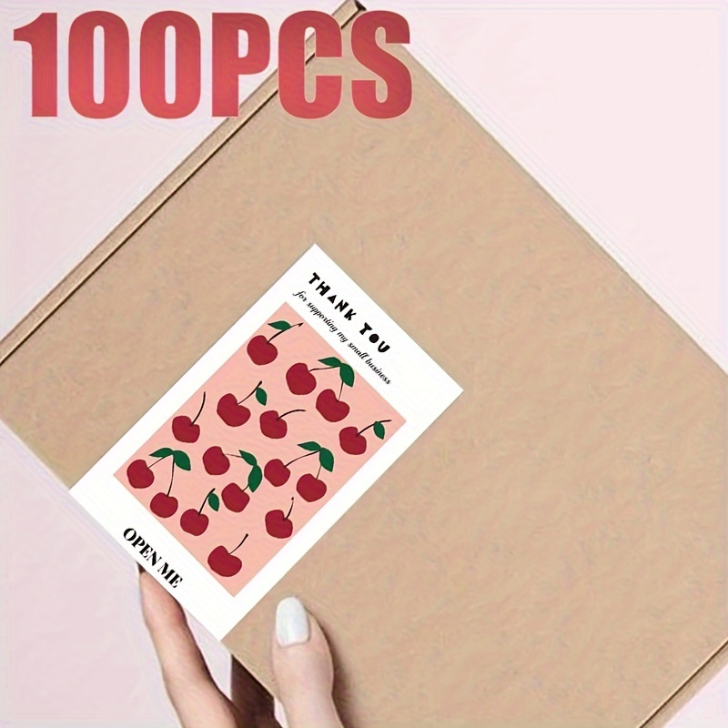 100pcs Vibrant Red, Orange & Yellow Thank You Stickers - Rectangular Seal Labels For Gift Boxes & Packaging