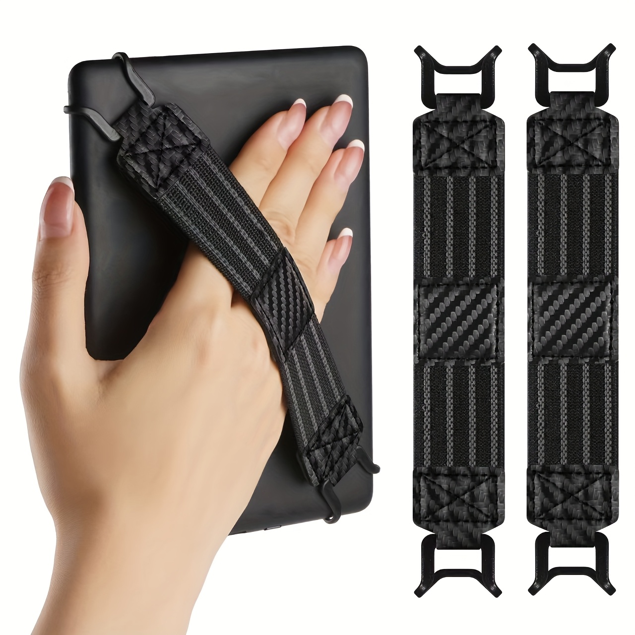 TEMU 2 piezas de soportes de tabletas de cuero sintético negro con clip - Soporte versátil y para Kindle de 6-8 pulgadas, , Voyage, Sony y tabletas,