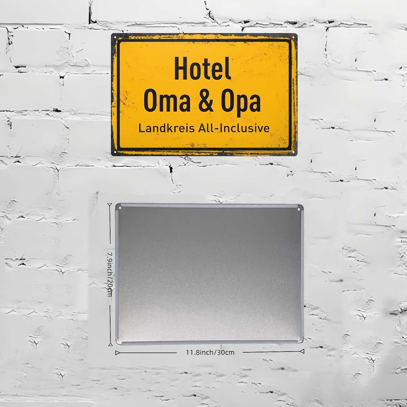 E-shop Vintage deutsches „Hotel “ Metallschild – 20,32x30,48cm, rustikales Reiseschild für Zuhause, oder Außendekor, langlebiger Wandbehang mit