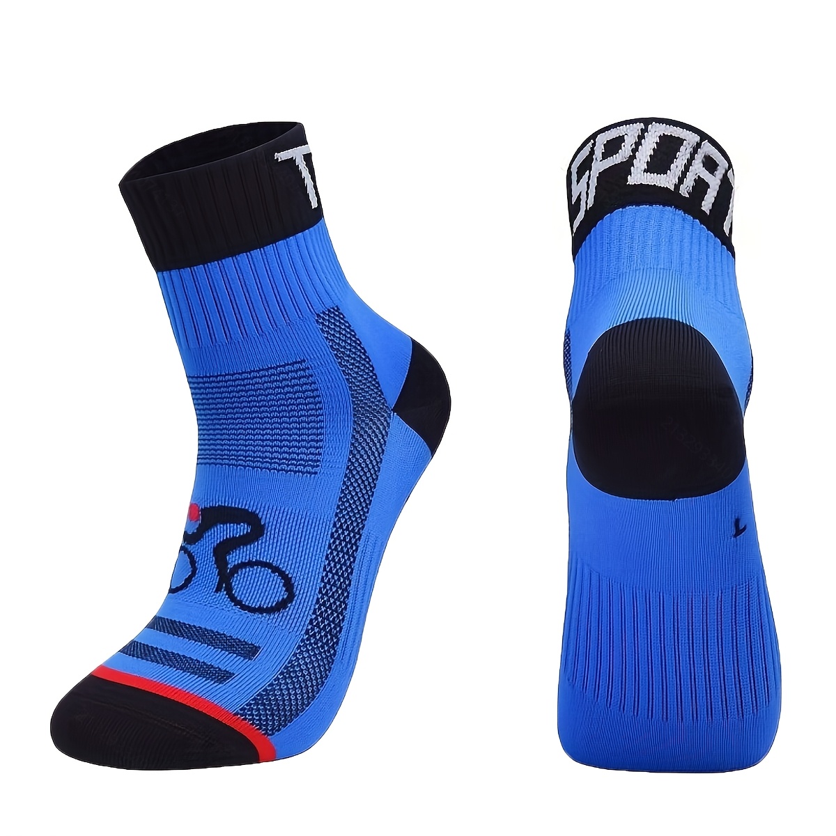 A Pair Of Men's Breathable Sweat-absorbent Bicycle Pattern Outdoor Running Trendy Sports Socks