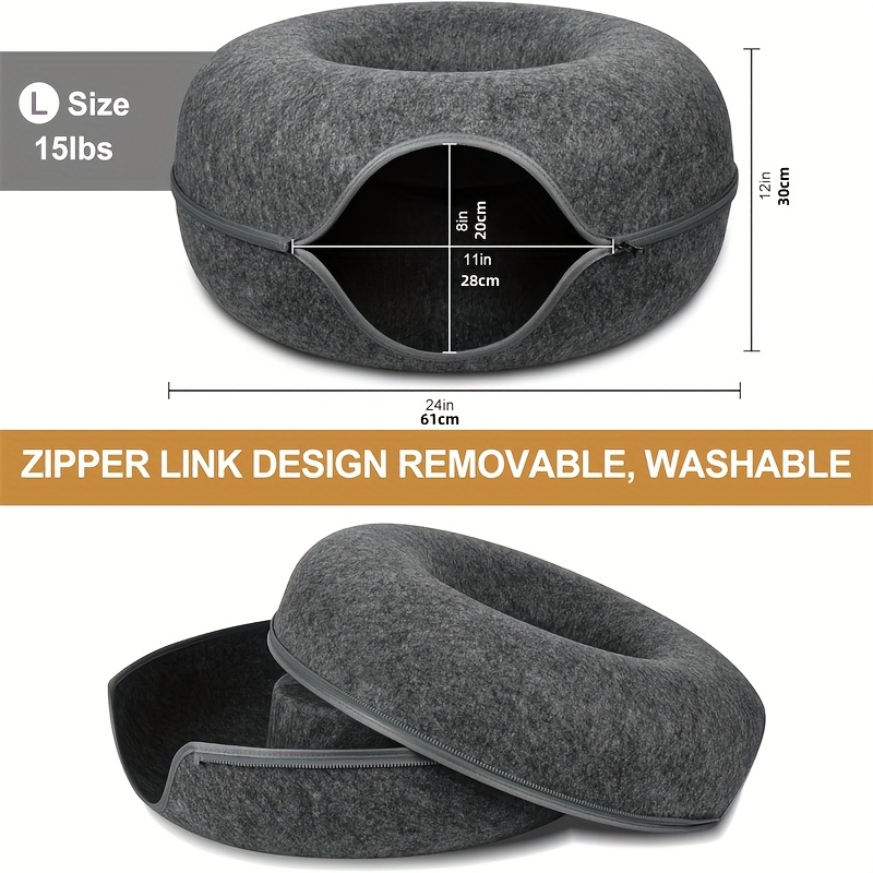 BANBERS Cat Tunnel Bed, Cat Tunnel, Indoor Cat Hiding Place, Donut Cat Bed, All-season Cat Bed And Cat Hole (dark Gray, Light Gray, 20 Inches, 24 Inches)