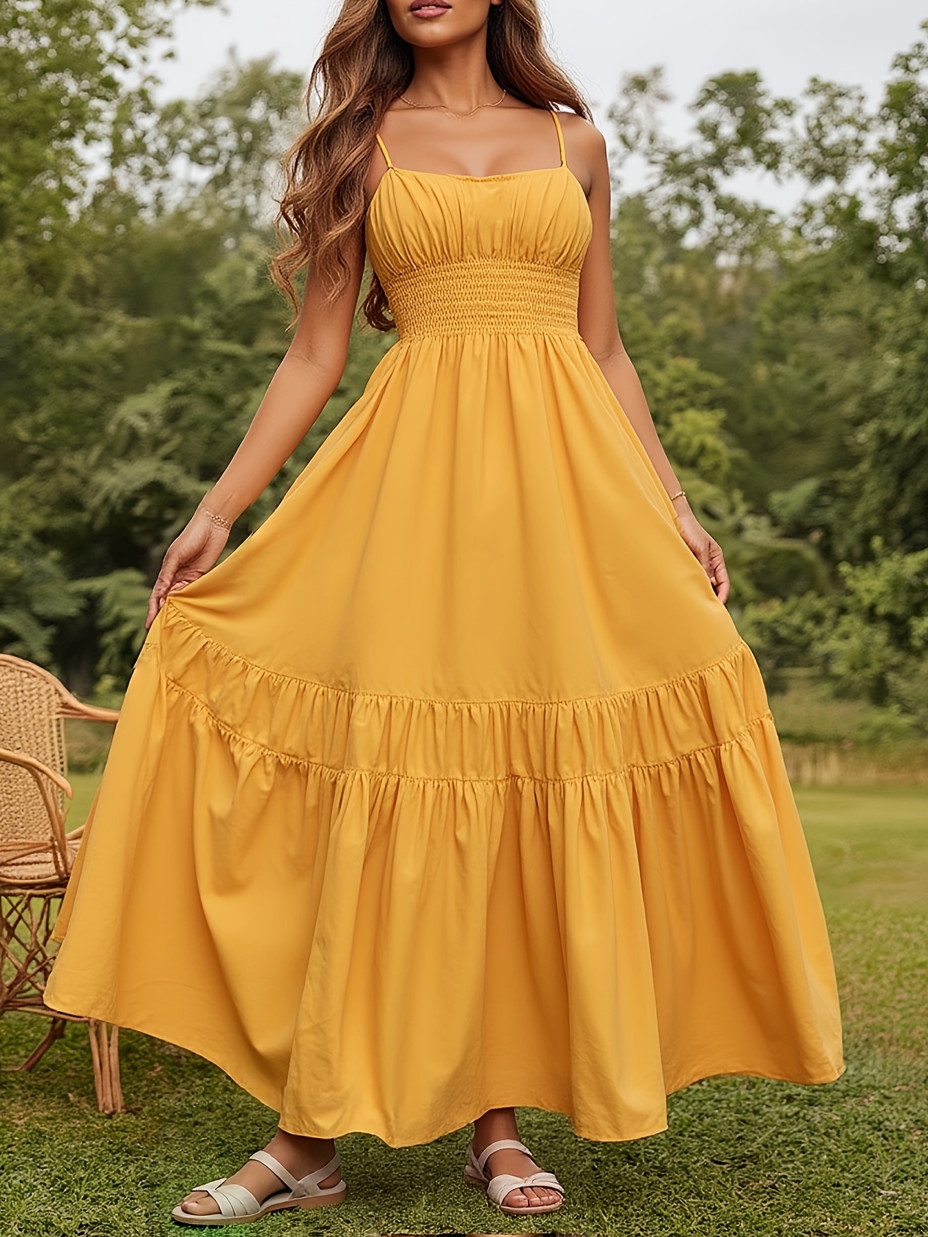 long flowy dresses sold on Temu United States