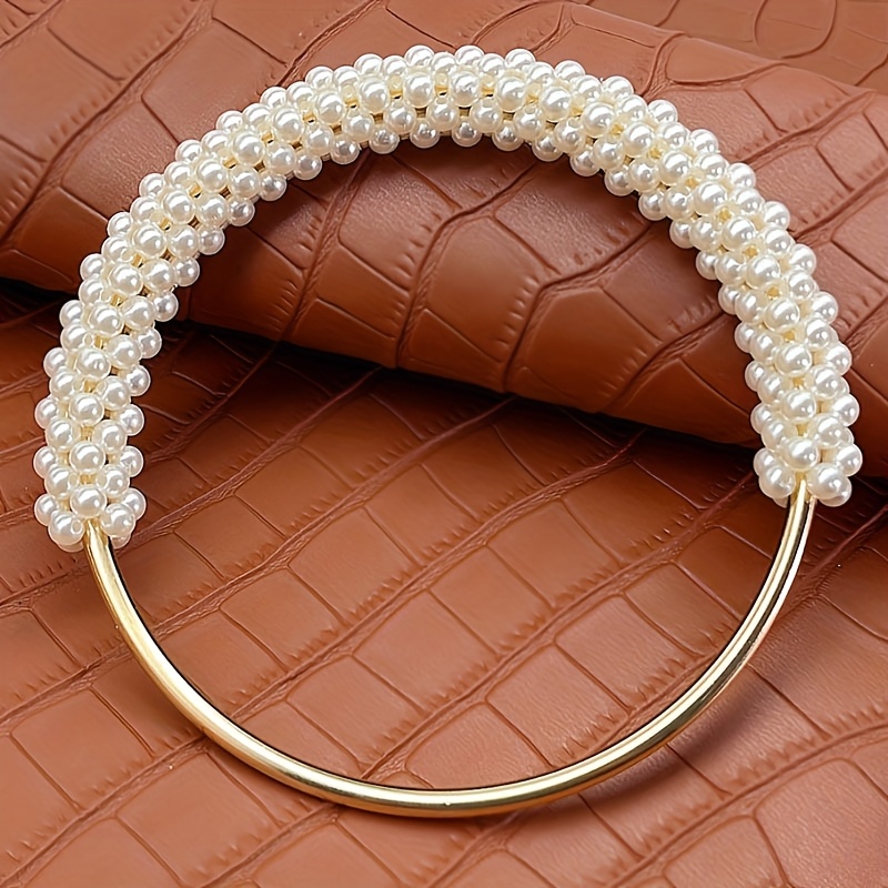 1pc, Pearl Handled Bag Accessory, Woven Bag Handle, Pearl Handmade Bag Handle Loop, 4.33*4.72 Inches