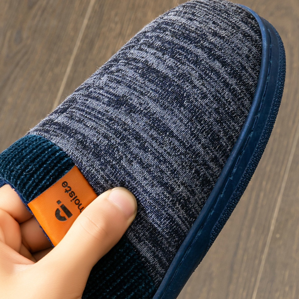 PMOISTE Heren Slip-On Memory Foam Slippers - Warme Winter Binnen/Buiten Huis Schoenen met Ondersteuning & Gevulde Binnenzool, Grote Maat (US 10-14) - Zacht Stoffen Bovenwerk & TPR Zool