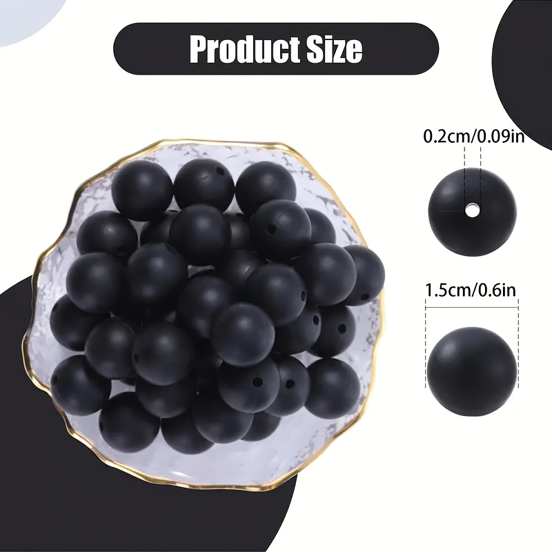 TEMU 24pcs 15mm Round Silicone Beads - Multicolor, Durable & Non-toxic Material For Diy Crafts, Bracelets, Keychains & Pen Accessories - Vibrant