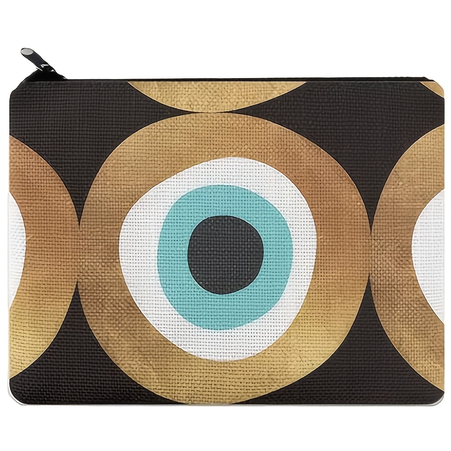 

-chic Golden Evil Eye Canvas Pouch - Versatile Cosmetic & Coin Purse, Non-waterproof, Handwashable