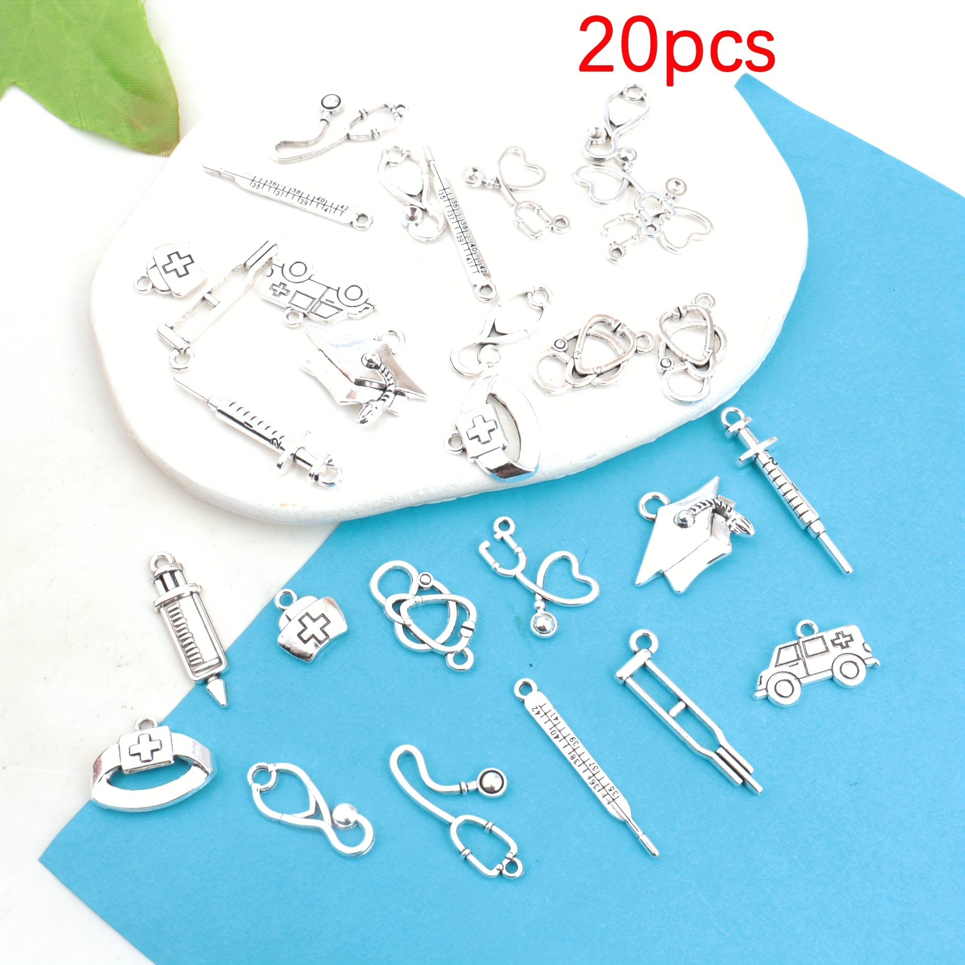 20pcs/50pcs Mixed Hospital Doctor Nurse Ambulance Theme Pendant Classic Silvery Ornaments Set - Alloy Pendant, For Jewelry, Necklaces, Earrings And Bracelets