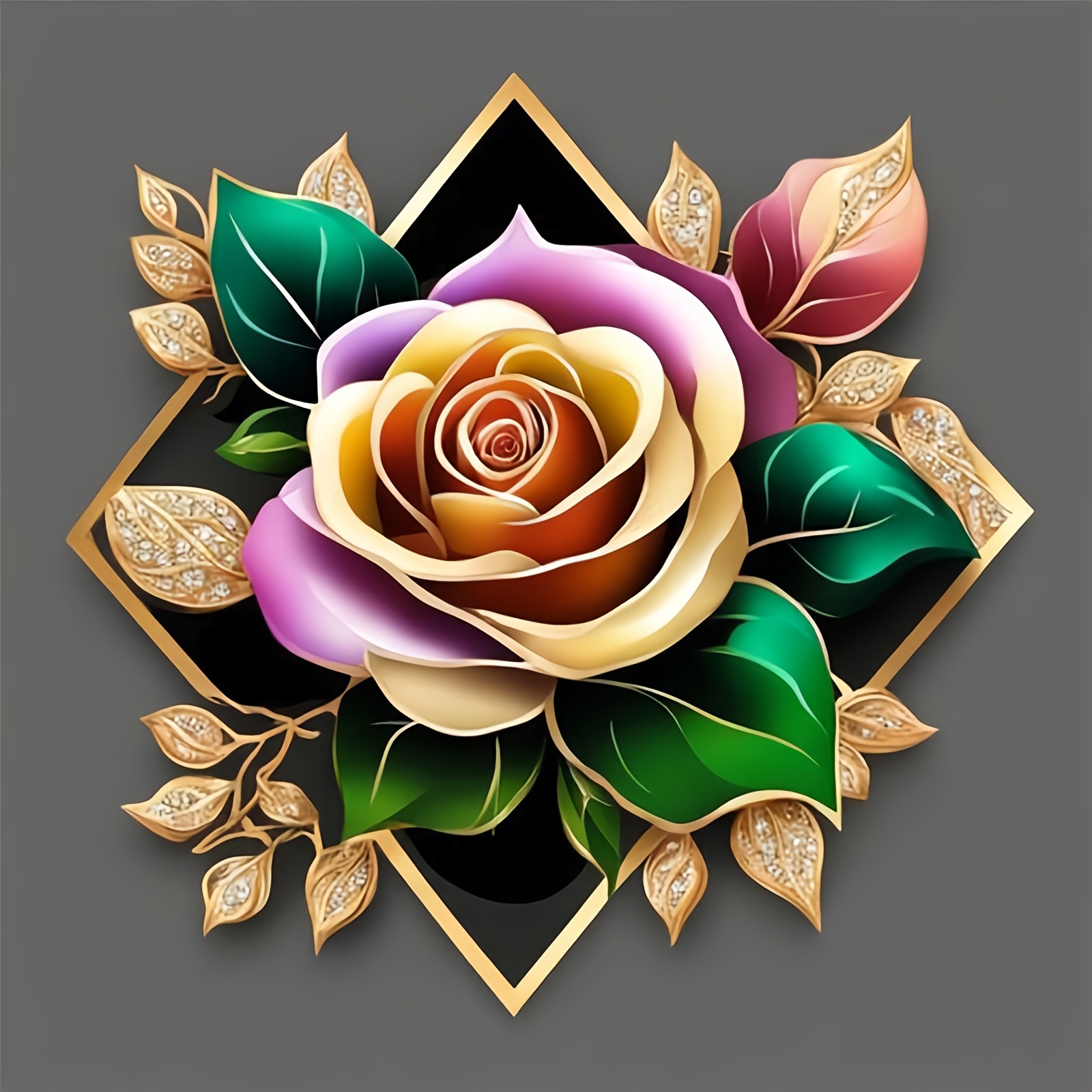 Frameless Cross Stitch Kit, Colorful Rose Jewelry Floral Pattern