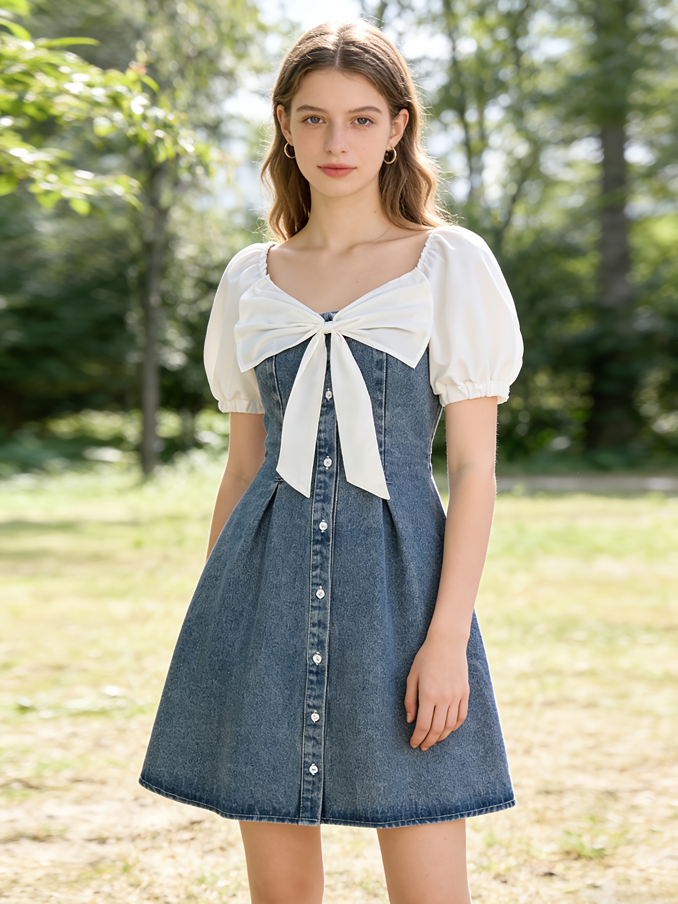 single piece teen girls denim dress perfect - Temu Colombia