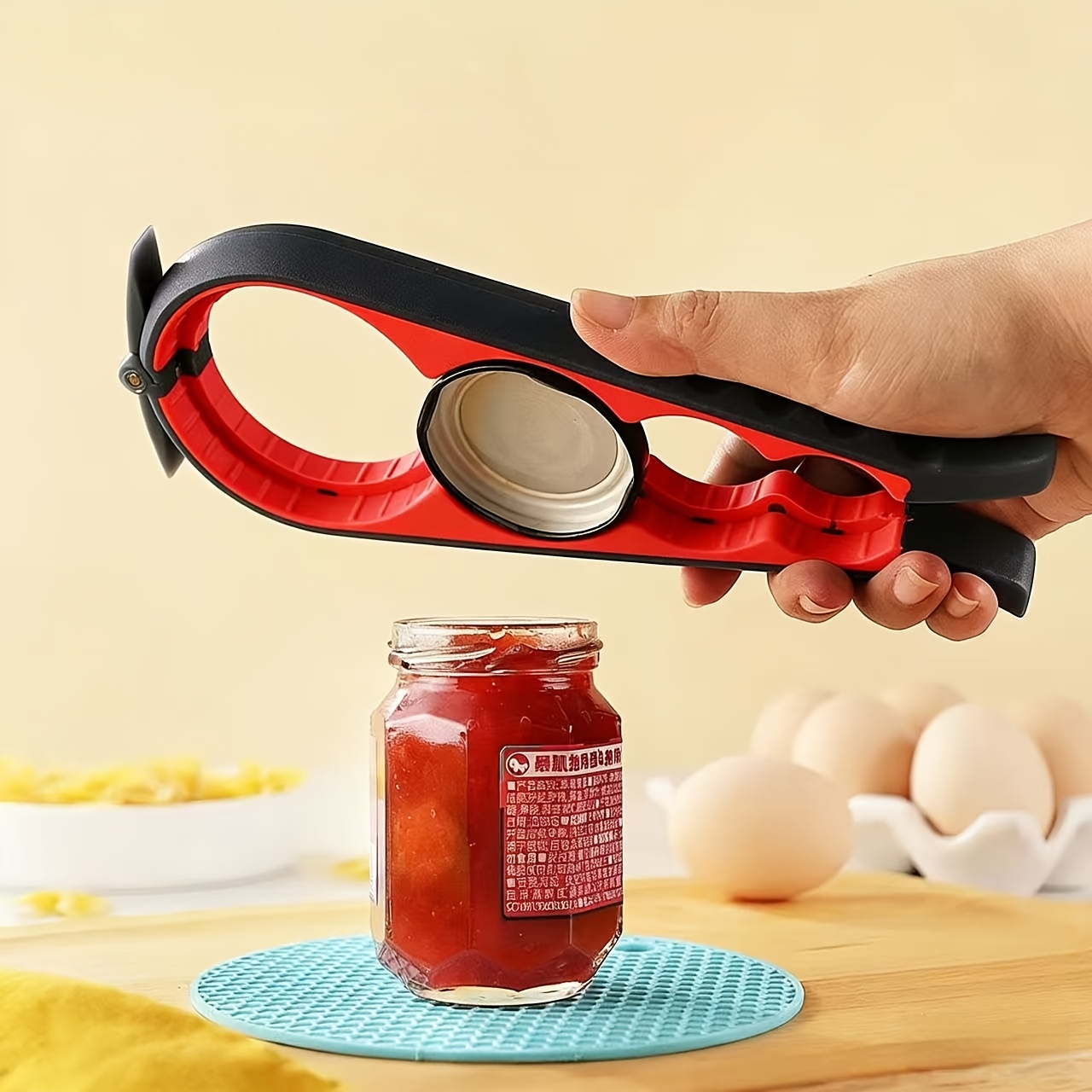 6-in-1 Multi Function Jar Opener Set, Ergonomic Grip Bottle & Can Opener For Weak Hands, Seniors & Arthritis, Lid Remover Tool For Kitchen