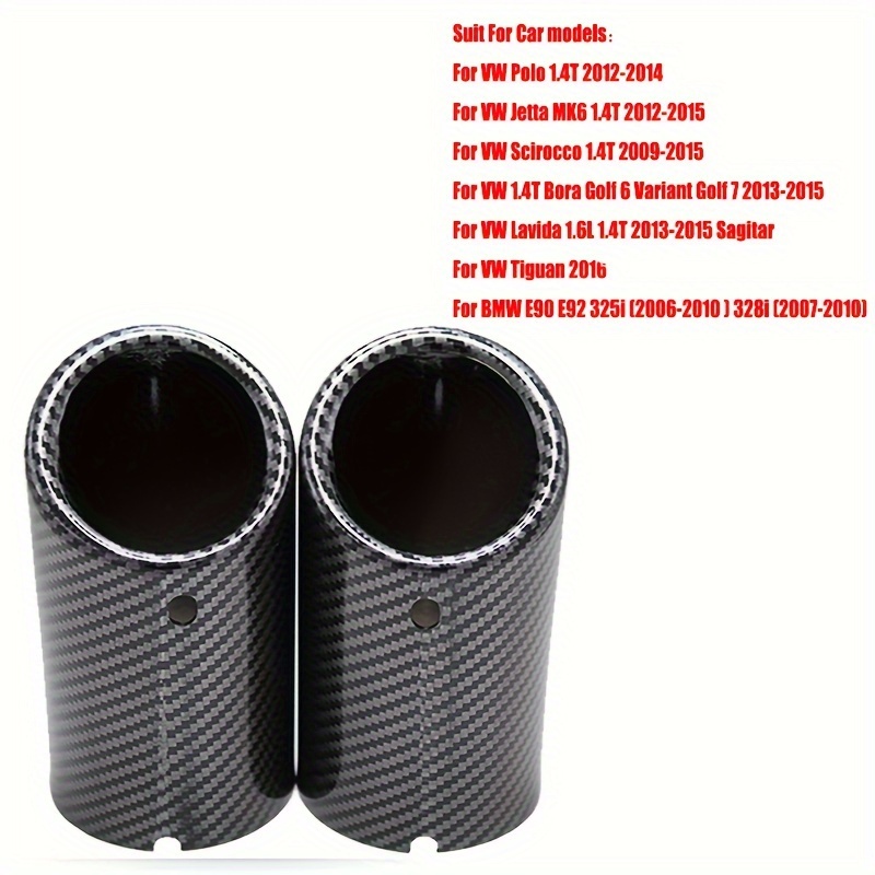 Image of 2pcs 7cm/2.76inch Large Diameter Stainless Steel Exhaust Pipe Tips - High-quality, Corrosion-resistant, , Universal Fit For Most Vehicles - Enhance Engine Performance And