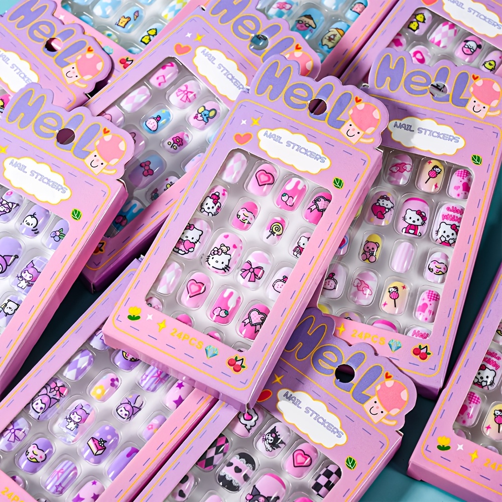 

Sanrio Hellokitty & Friends Press-on Nails Set - Cute Short Square Fake Nails With , Featuring Kuromi, Melody, , Cinnamoroll Designs - Girls' Birthday & Christmas Gifts