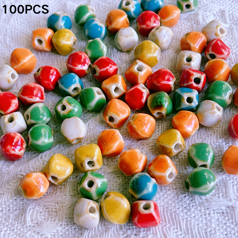100 Mixed Ceramic Beads for DIY Jewelry Making Materials