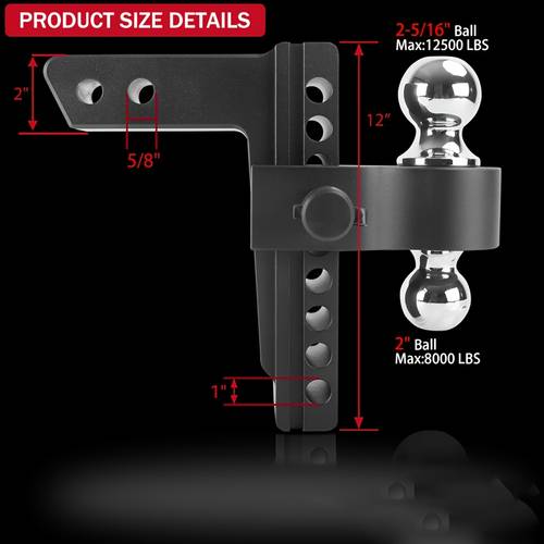 2inch aluminum adjustable trailer hitch ball mounts 8 inch drop drop hitch tensile 500 lbs