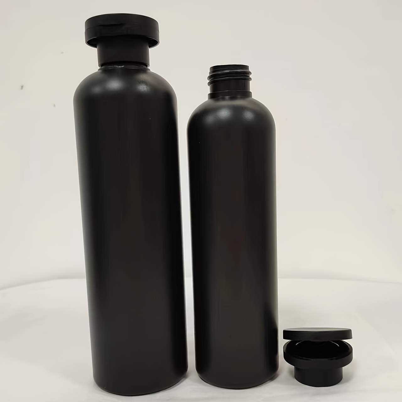 

2-pack Thickened Black Plastic Bottles With Flip Cap For Cosmetics & Chemicals - Leak-proof, Wide Mouth, Reusable & Unscented