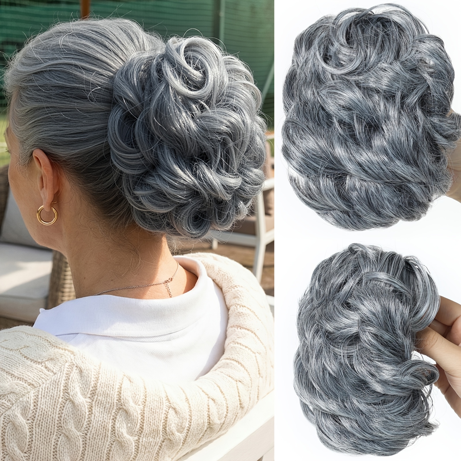Image of Elegant Wave Curly Messy Bun Clip With Small Clip-fluffy Synthetic Headdress - Hair Accessory For Weddings, Parties, Daily Use - Women's Bridal And Party Hair Styling, Cute Hair Clips, Brides