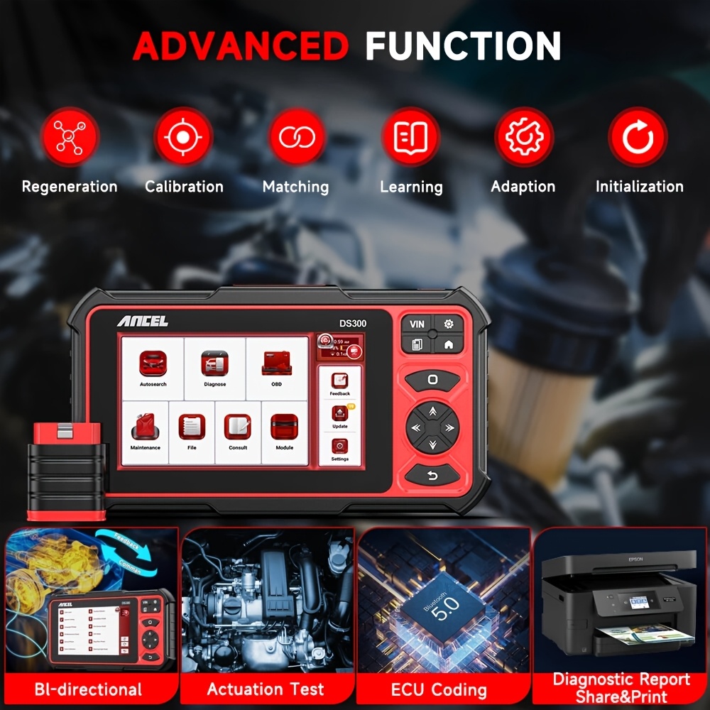 ANCEL DS300 Bidirectional Scan Tool, Wireless OBD2 Scanner Diagnostic Tool with FCA Autoauth/Active Test/All System Diagnose/28+ Resets/3-Year Update/Online Customer Service/Android 10.0