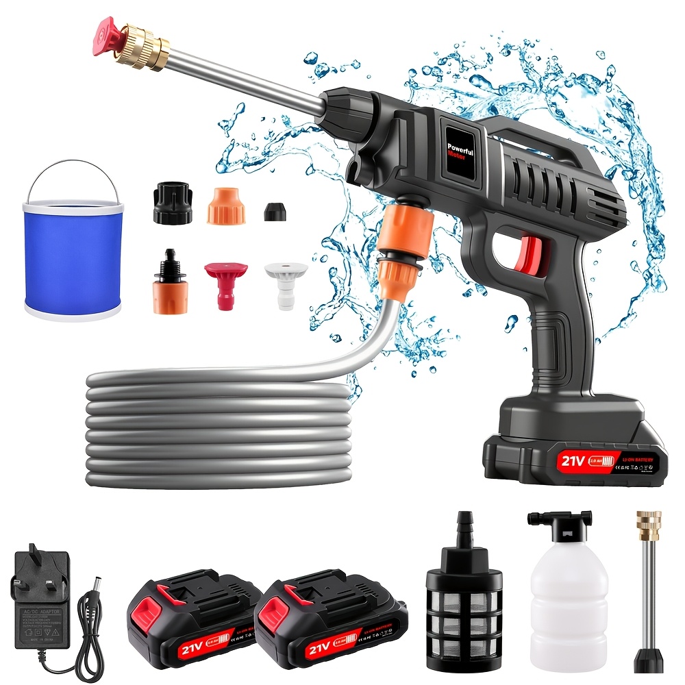 TEMU 60 Bar/870 Psi Cordless High Pressure Washer, Portable High Pressure Washer, Electric Car Wash Machine, 1500w Motor, Includes 3 Nozzles, 2