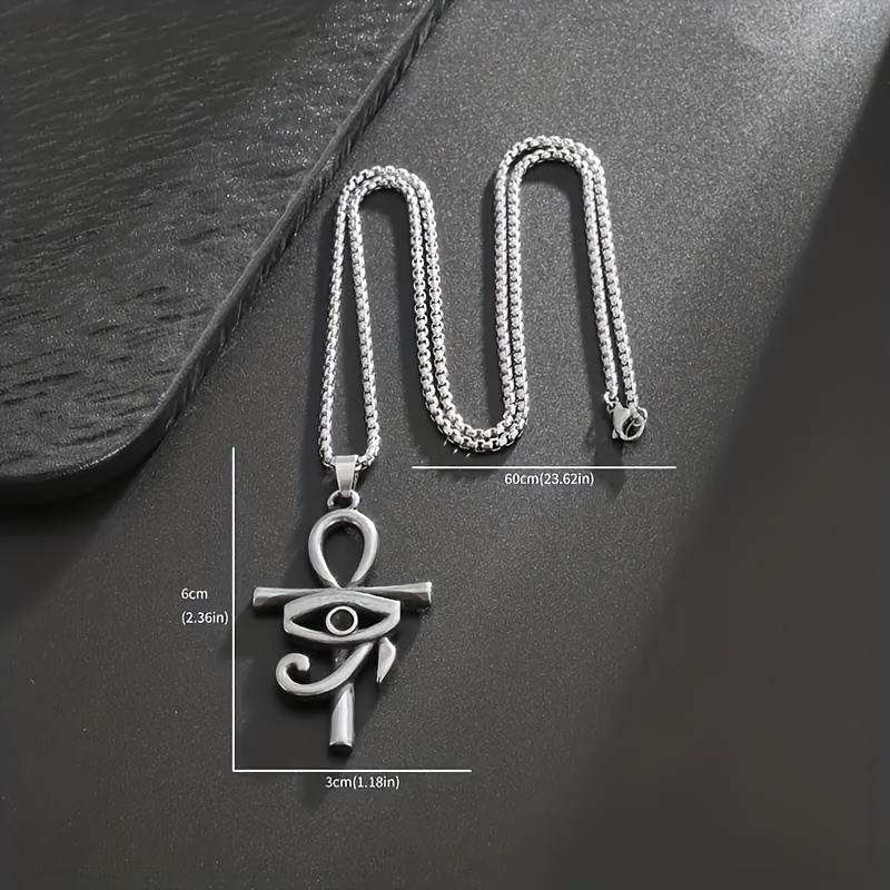 Retro Ethnic Style Eye of Horus Ankha Cross Pendant Necklace