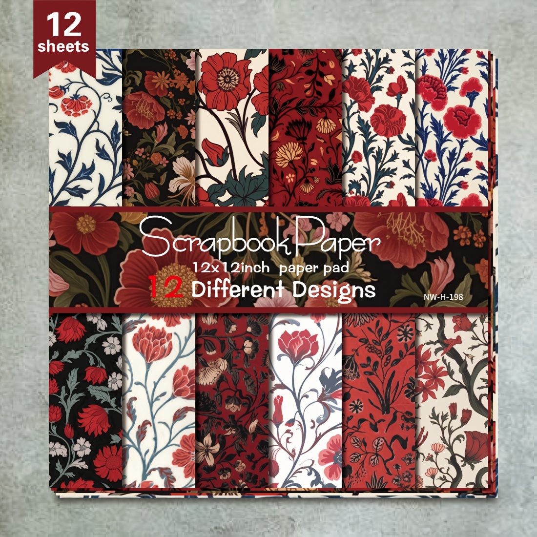 

12 Sheets Of 12x12 Inch Paper Pad, Cardstock For Crafting, Patterned Paper For Diy Decorative Backgrounds And Card Making Supplies Featuring A Red .