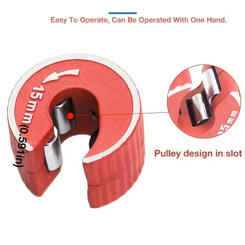 three size 15mm 22mm 28mm self locking round pipe cutter ratchet design for effortless operation removable cuts copper aluminum brass pvc pipes durable construction professional plumbers plumbing projects details 2