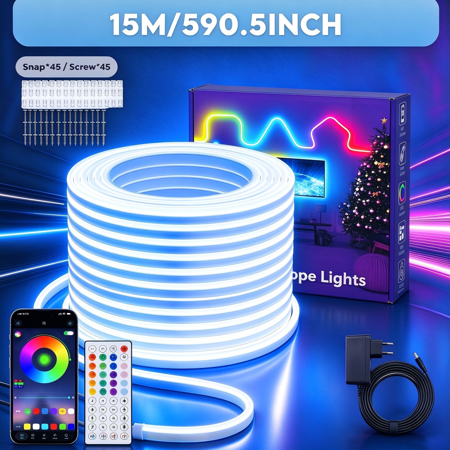 Image of Ip67 Outdoor Rgb Led Neon Strip Lights, Via App And Remote, Flexible Led Strip Control, Music- , Indoor/outdoor Neon Strip Lights, Ideal For Bedrooms, Kitchens, And Halloween And Christmas Decorations