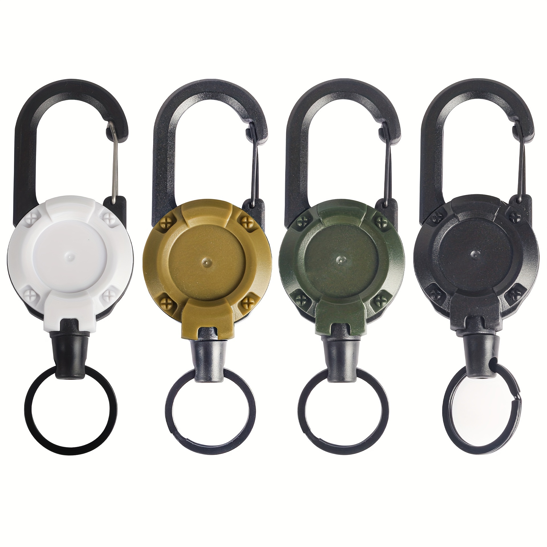 

4pcs Metal Fishing Line Retractable Lanyard With Carabiner, Keychain And Backpack Clip, Durable And Easy To Use