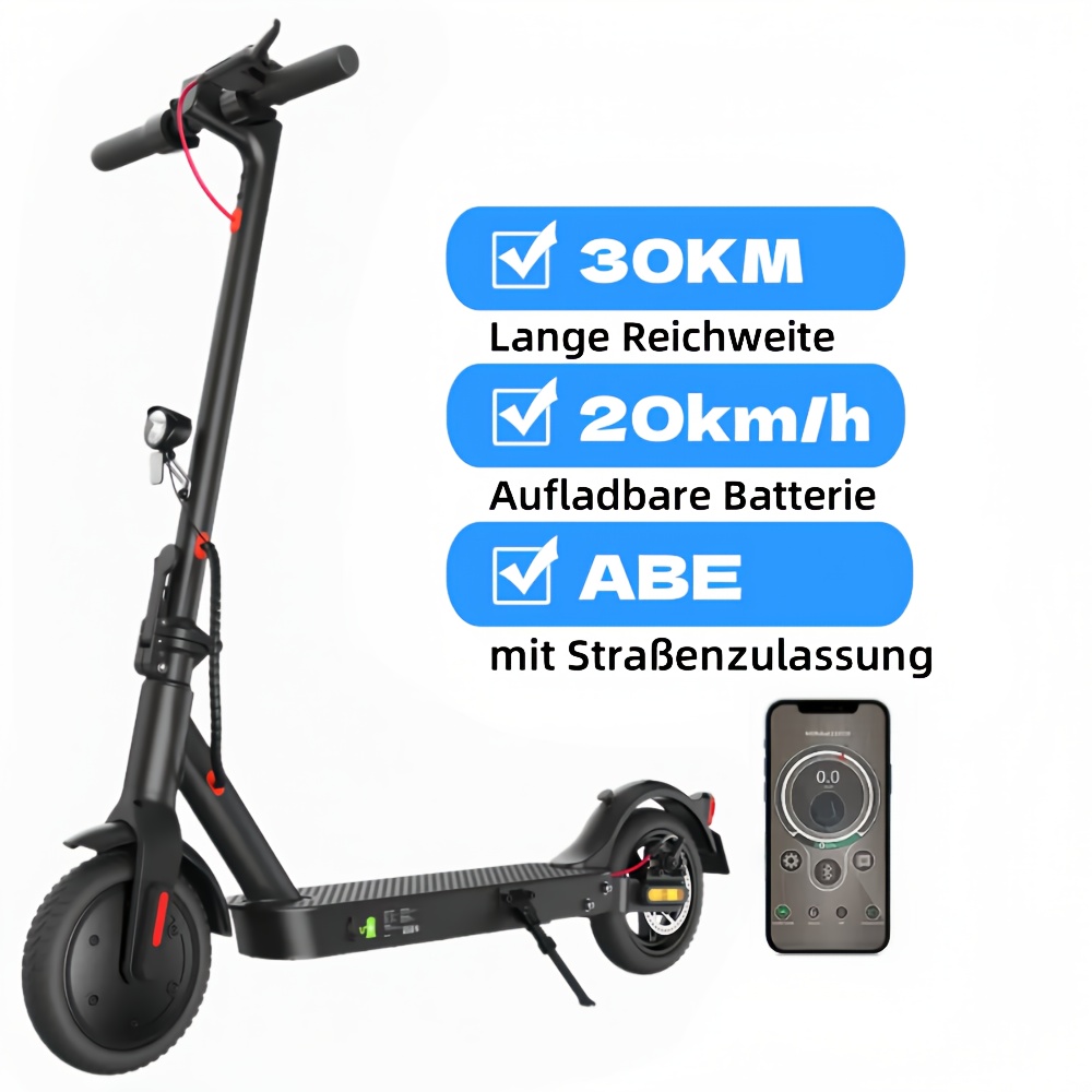 Road--scooter Abe-approved Electric Scooter With A Load Capacity Of Up To 120kg, 30 Km Range, Led Lights, 20 Km/h, 350w Motor, 8.5-inch Honeycomb Tires, Dual Braking System, E-scooter For Adults