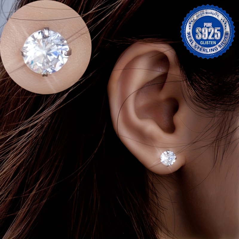 2 Pack S925 CZ Stud Earrings Boho Style Hypoallergenic Jewelry