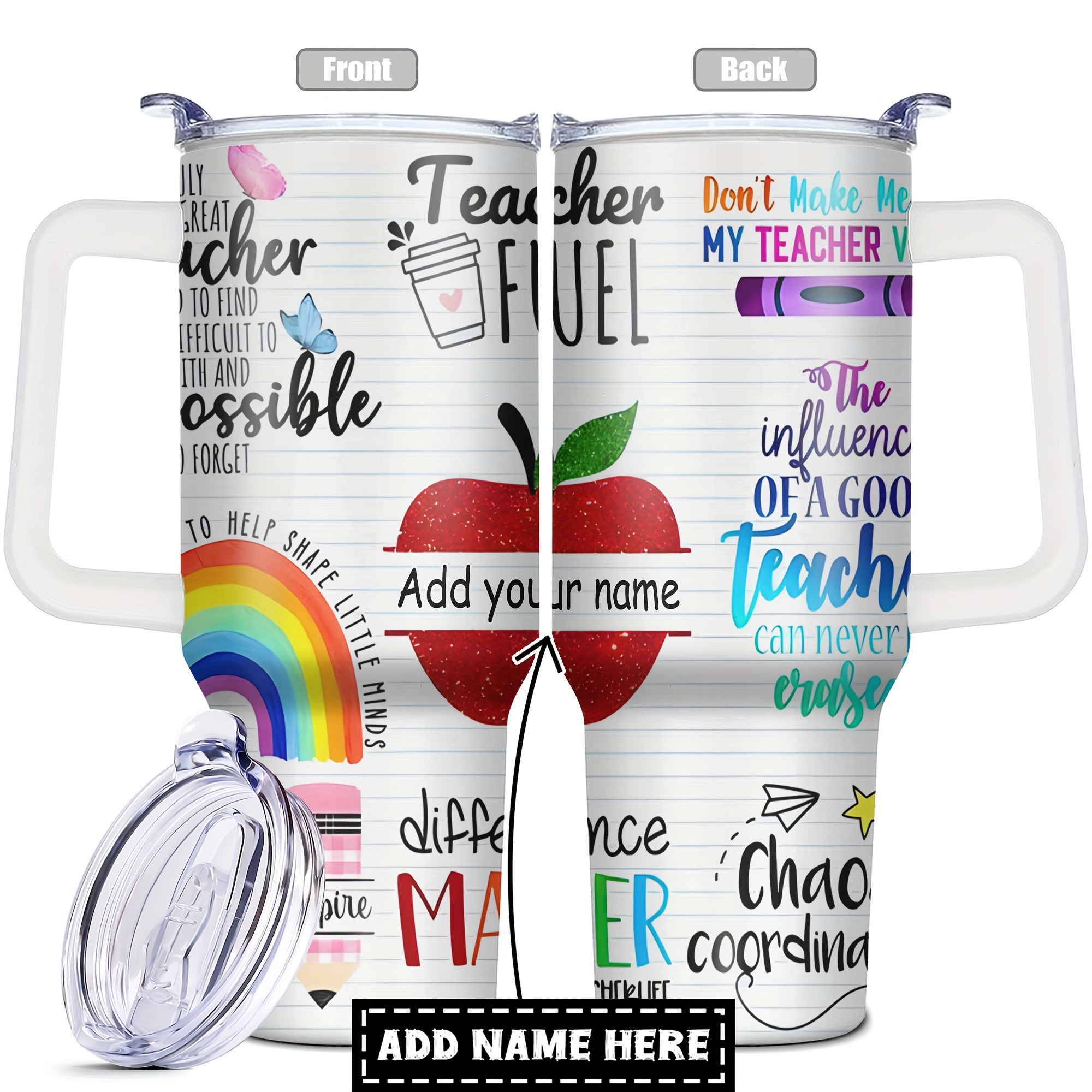 

Customizable 40oz Steel Lid - Teacher Appreciation , & Reusable,