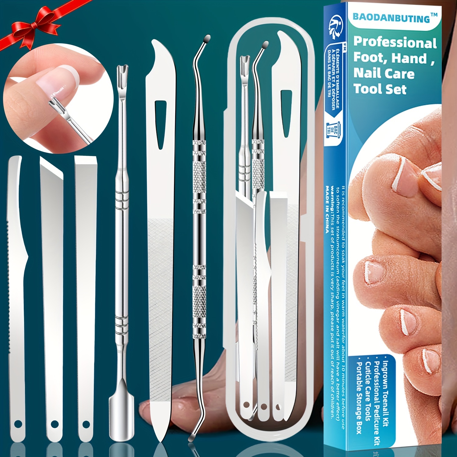 

Foot Care Kit, Pedicure Set - Cuticle Care Tools, Ingrown Toenail Lifter, Cuticle Pusher, Cuticle Trimmer, Manicure And Pedicure Tool Gentle Nail Care With Precision Trimming