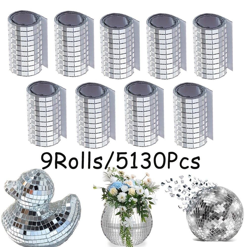TEMU 9 Rouleaux/5130 Pièces de Mini Carreaux Autocollants - avec Grille - Autocollants Brillants - Convient pour Décorations de Fête DIY, Danse,