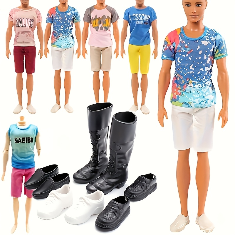 TEMU 12pcs- Men's Clothing 3pcs Tops And 3pcs Pants, 6 Pairs/pack Shoes For Male Doll Men's Shoes Boots Sneaker Slipper Loafers Shoes For Boyfriend
