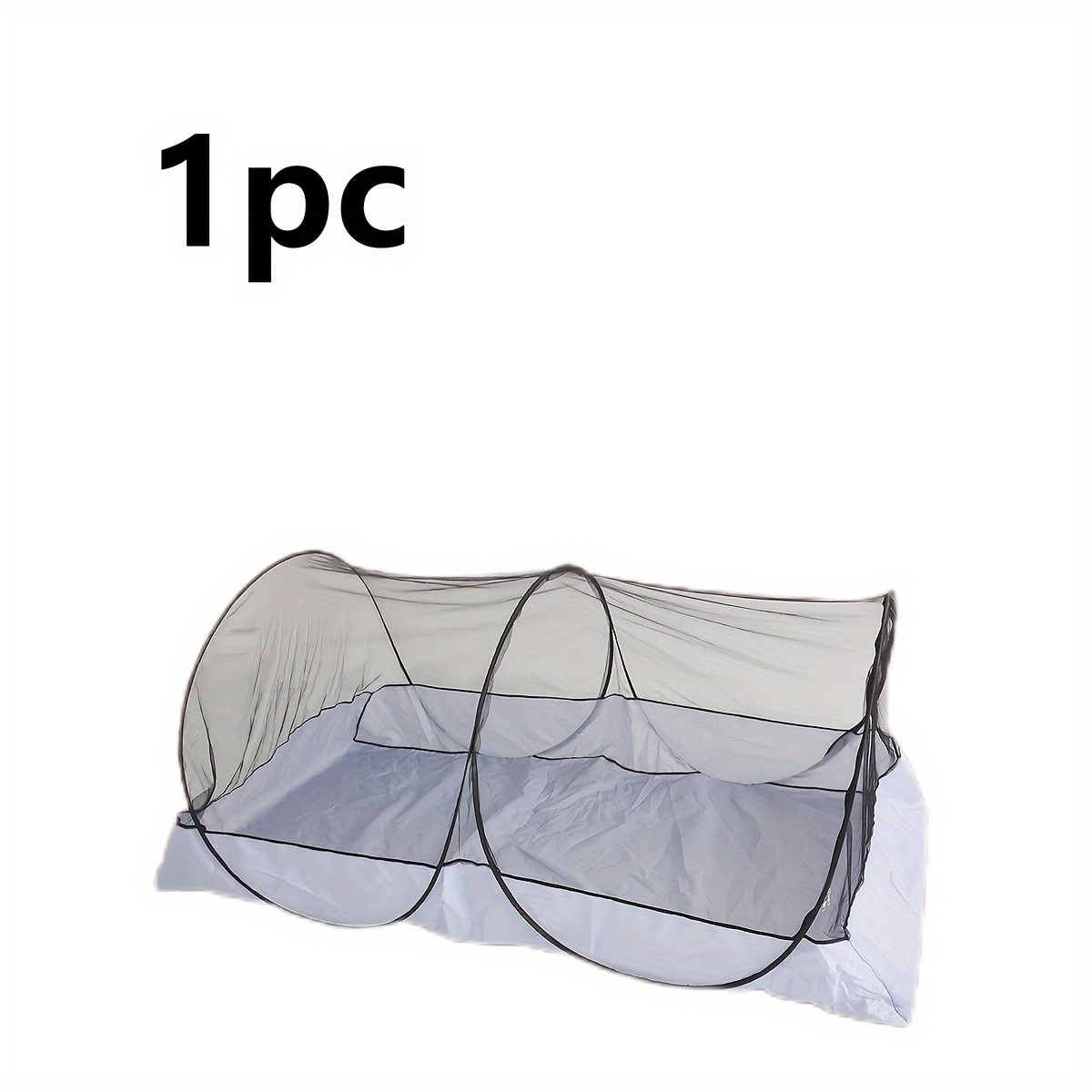 1pc Outdoor Gray Background Bed Canopies, White And Black Nets, Single Person Portable, Installation Free, Proof, Camping, , Floor Laying, And Foldable Nets