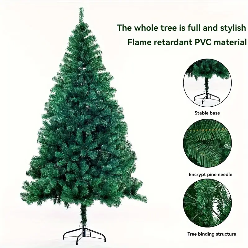 Árbol De Navidad Artificial 210 Cm Verde - 900 Puntas PVC, Soporte Metálico, Ignífugo Y Plegable