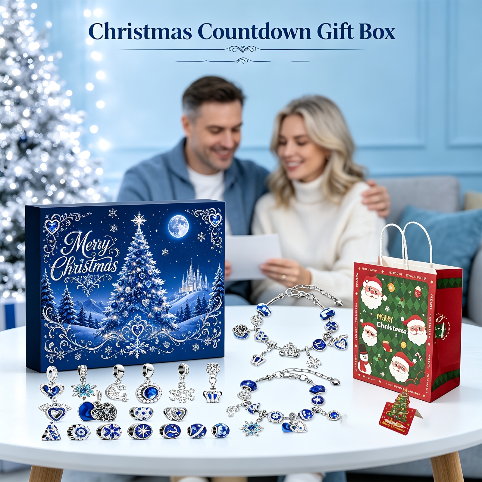 Christmas Countdown Calendar with 24 Compartments, Festive Gift
