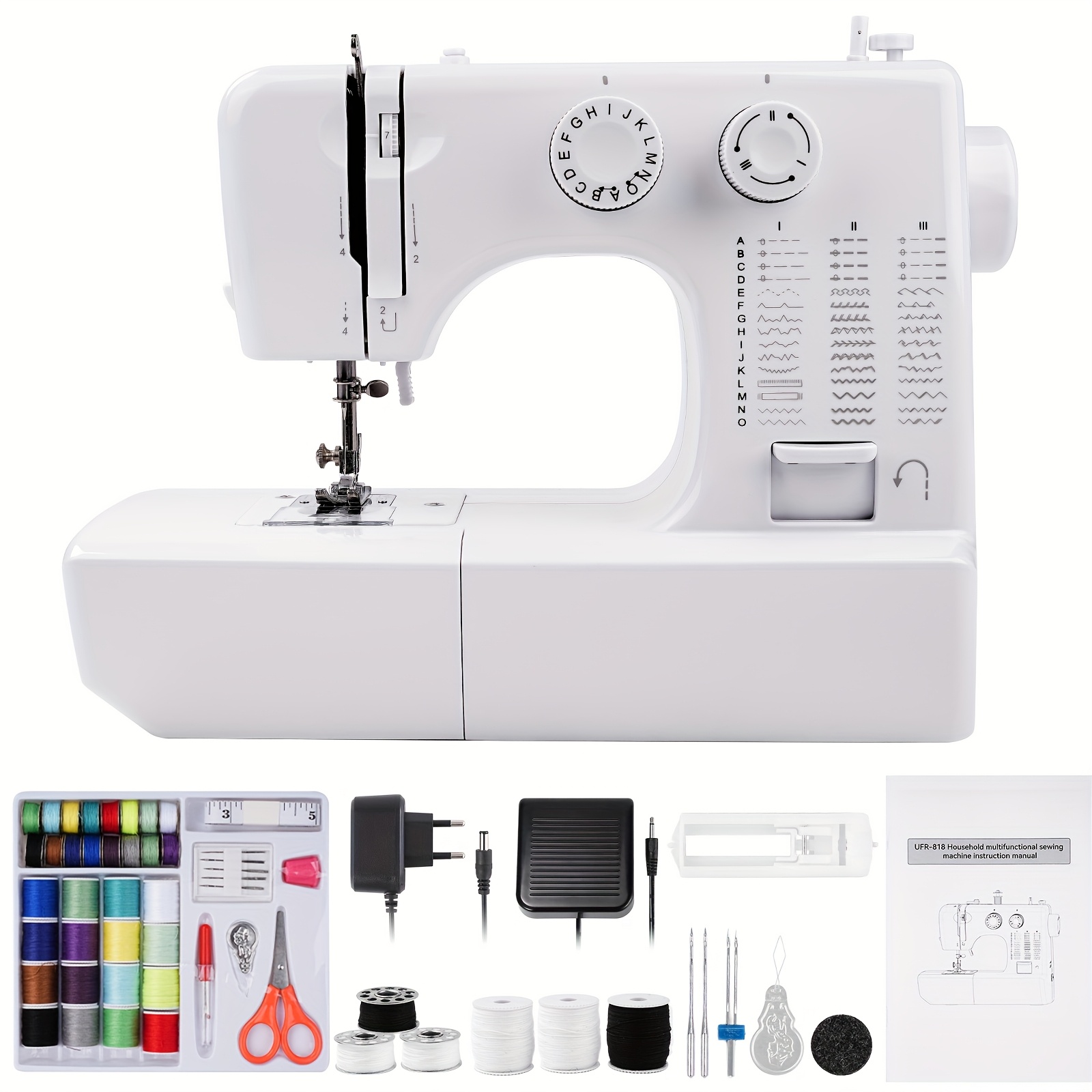 818 Multifunctional 45 Stitches Electric Sewing Machine, Household Mini Sewing Machine With 42 Sewing Kit With Foot Pedal For Beginners