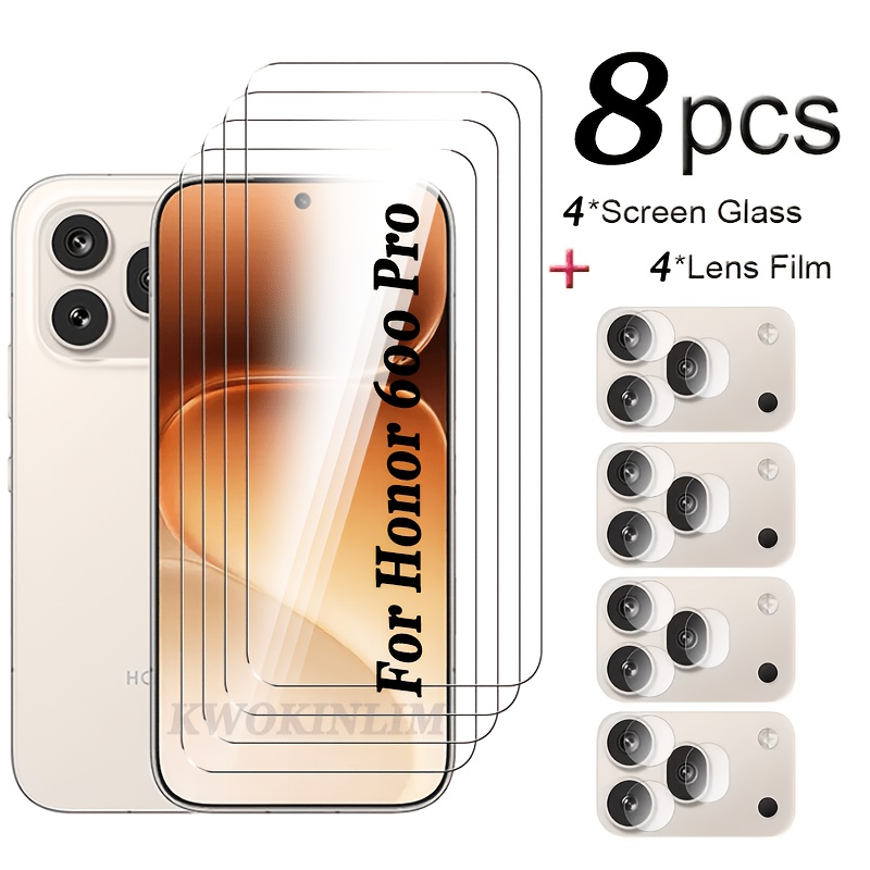 TEMU (8pcs) Tempered Glass Screen Protector 600 Pro 4pcs Tempered Glass And 4pcs Camera Lens Protectors, Phone Case, Screen And Lens Protector Set -