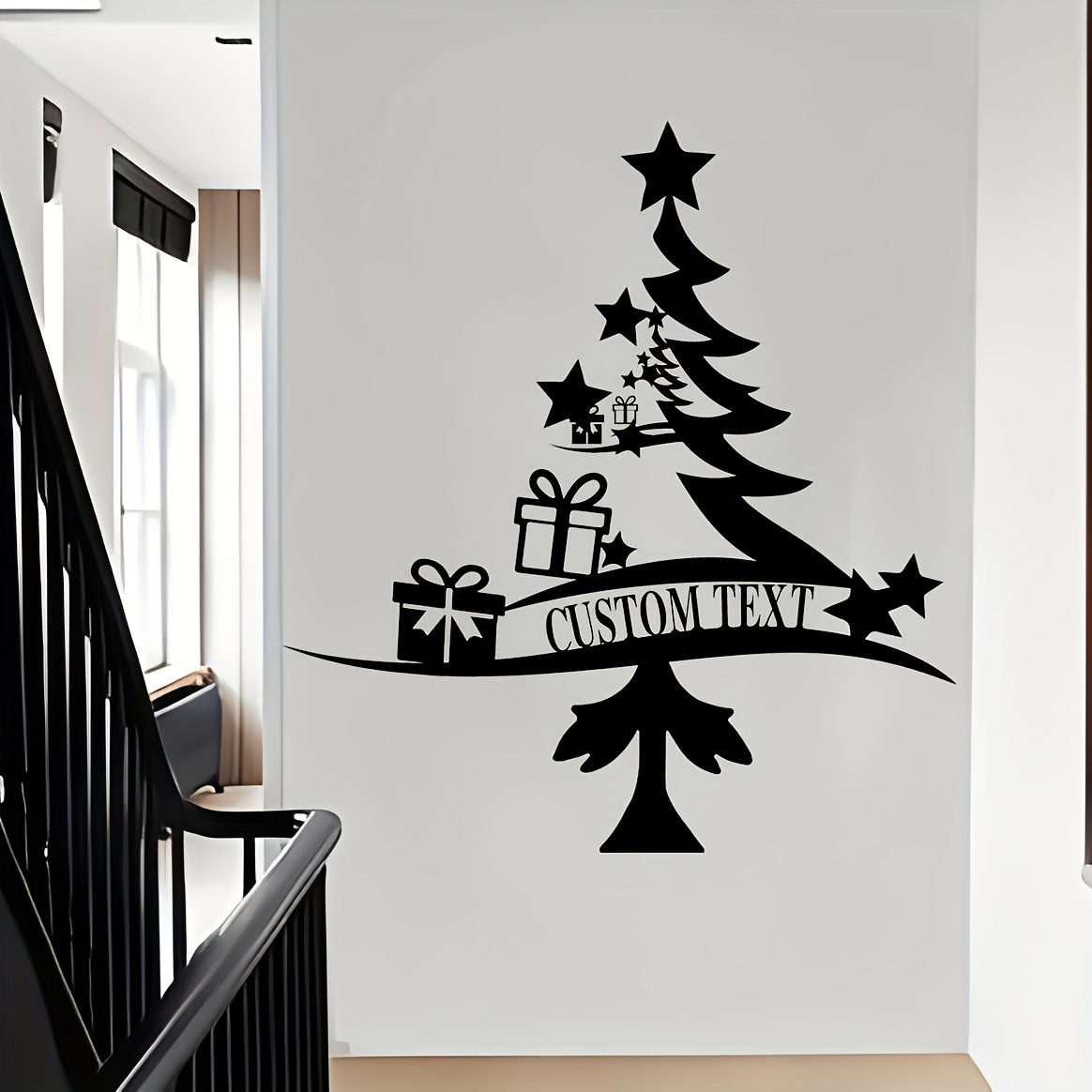 TEMU 2d Flat, Personalized Metal Christmas Tree Wall Plaque - Custom Name/text/number, Family Name Sign, Age Display, Durable Metal Door &
