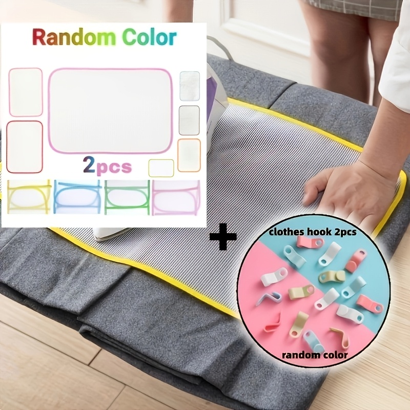 TEMU Tapis de repassage, Ensemble multifonctionnel de 4 pièces comprenant un tapis de protection thermique pour planche à repasser : [2 cintres et 2