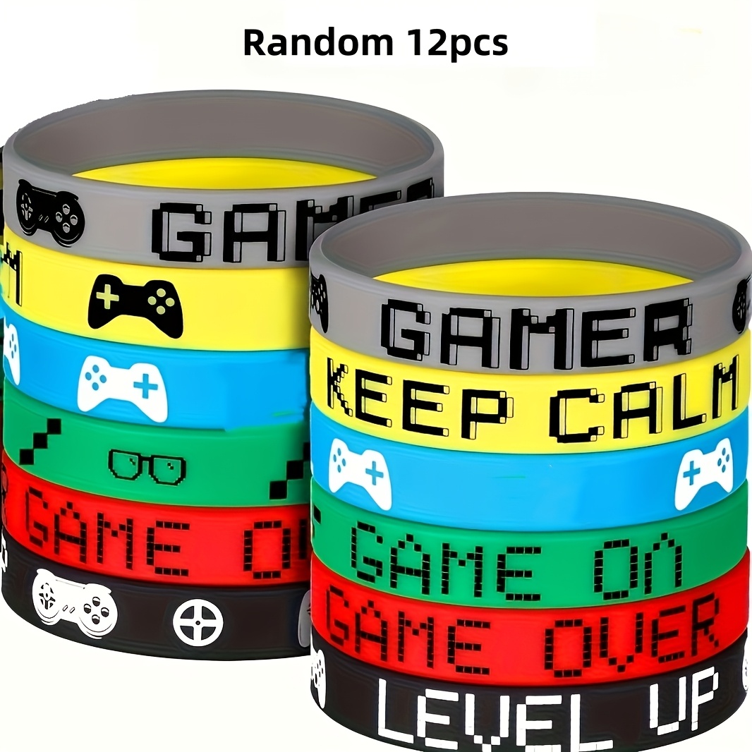 TEMU Gift For Her/him 12pcs Pack Random Video Game Wristbands Suitable For Birthday Party Favors, Gaming Themed Events, Adult Gifts - Bracelets With