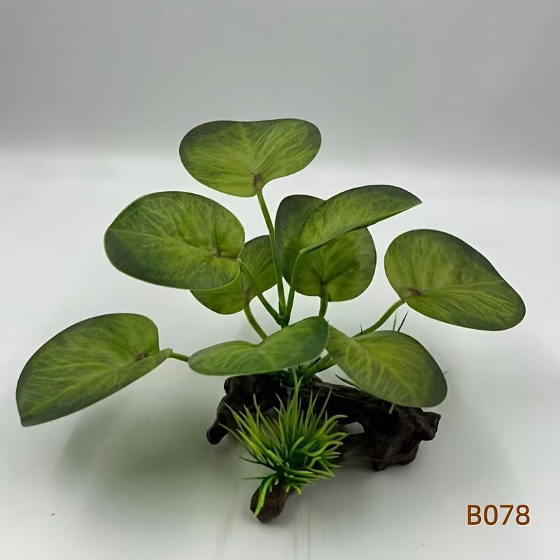 Image of 1pc Of Round Leaf Artificial Aquatic Plants For Aquarium Decoration, Suitable For Fish Tanks And Terrariums, Designed For Reptiles And Amphibians