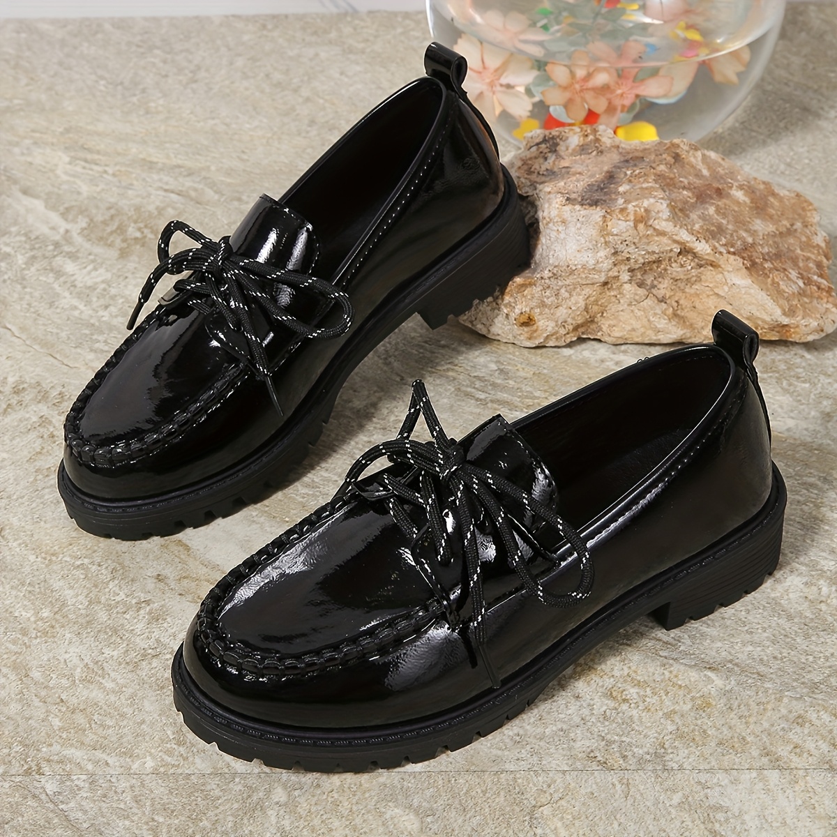 Platform Loafers Womens Loafers Lace Up Penny Loafers For Women - Main Image