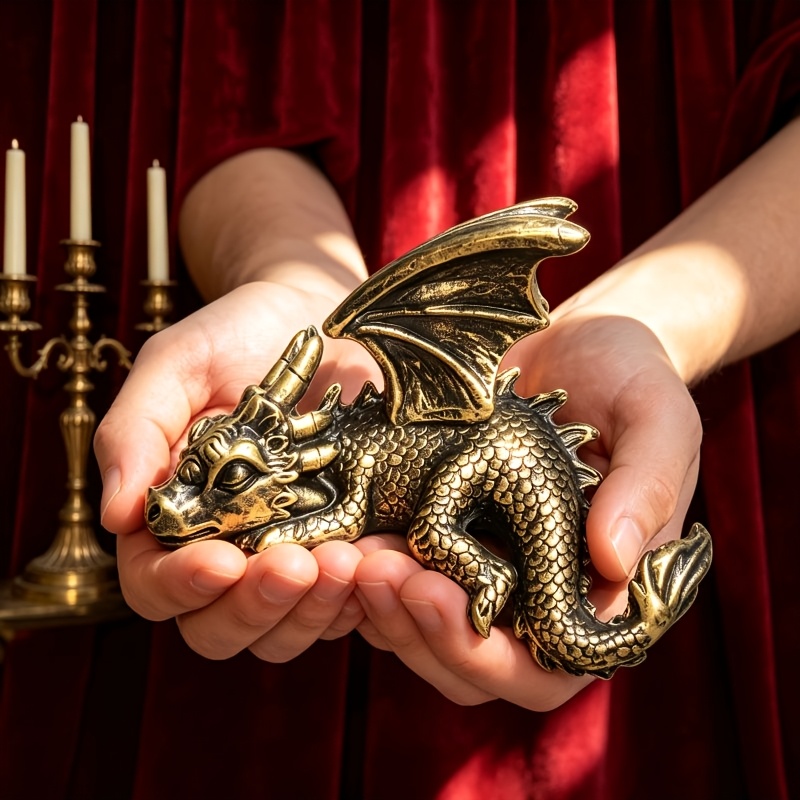 TEMU Vintage Resin Sleeping Dragon Statue - Retro Suitable For Bookshelf Decor, Shelf , Fantasy Gift For Dragon Lovers, & Office/library Decoration,