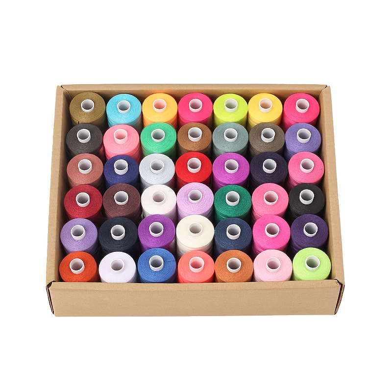 E-shop 42-Farben Nähgarn Spulen Set mit 1000 Yards 402 Polyester Nähgarn, erhältlich mit oder ohne Abdeckung, Nähmaschinen Garn Kit für Zuhause