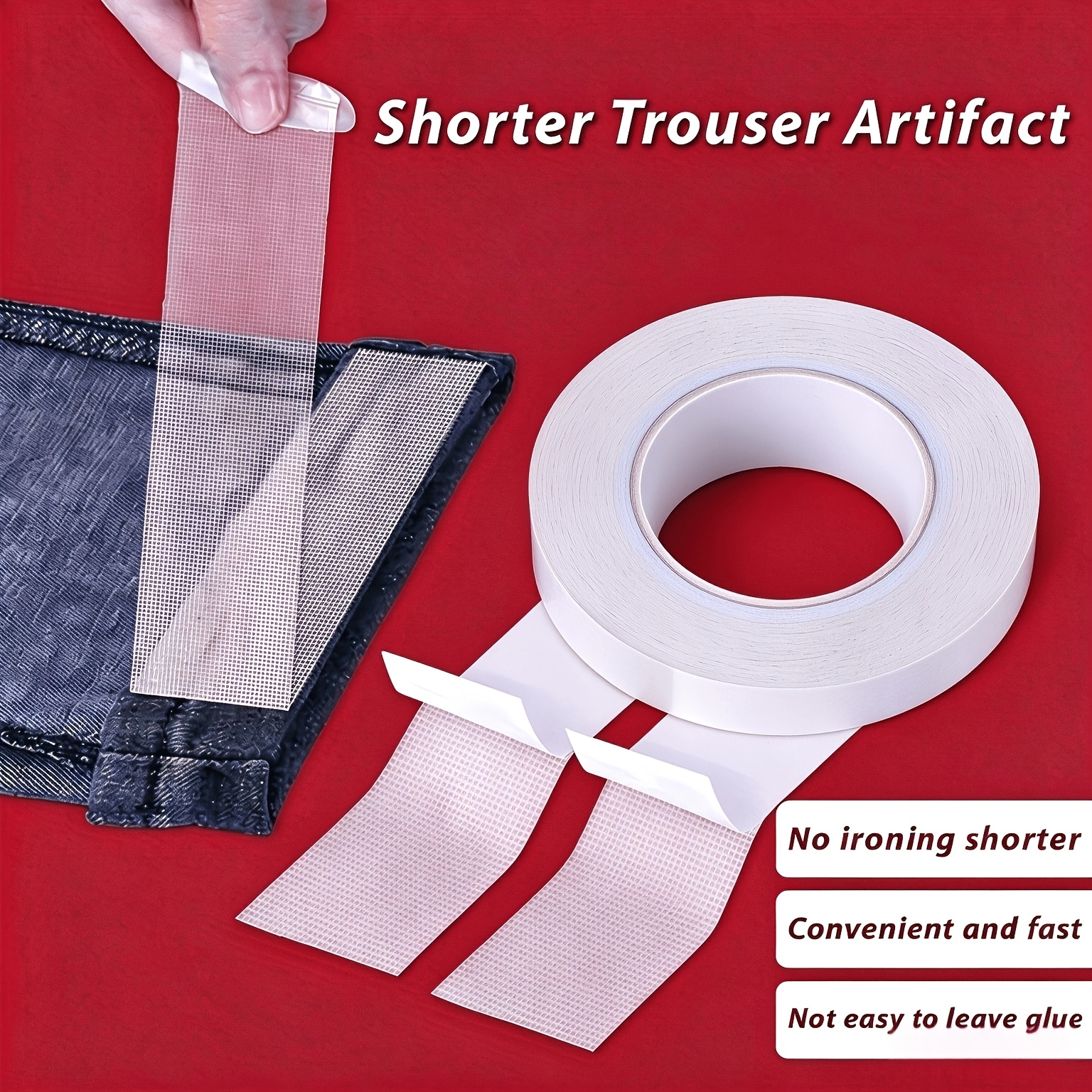 Image of Self-adhesive Underwear Tape For Pants, 1pc Pack, No Sewing Required. Total Length: 1200 Cm (472 Inches). , No Residue. Ideal For Modifying Jeans, Trousers, Skirts, And Dresses. A